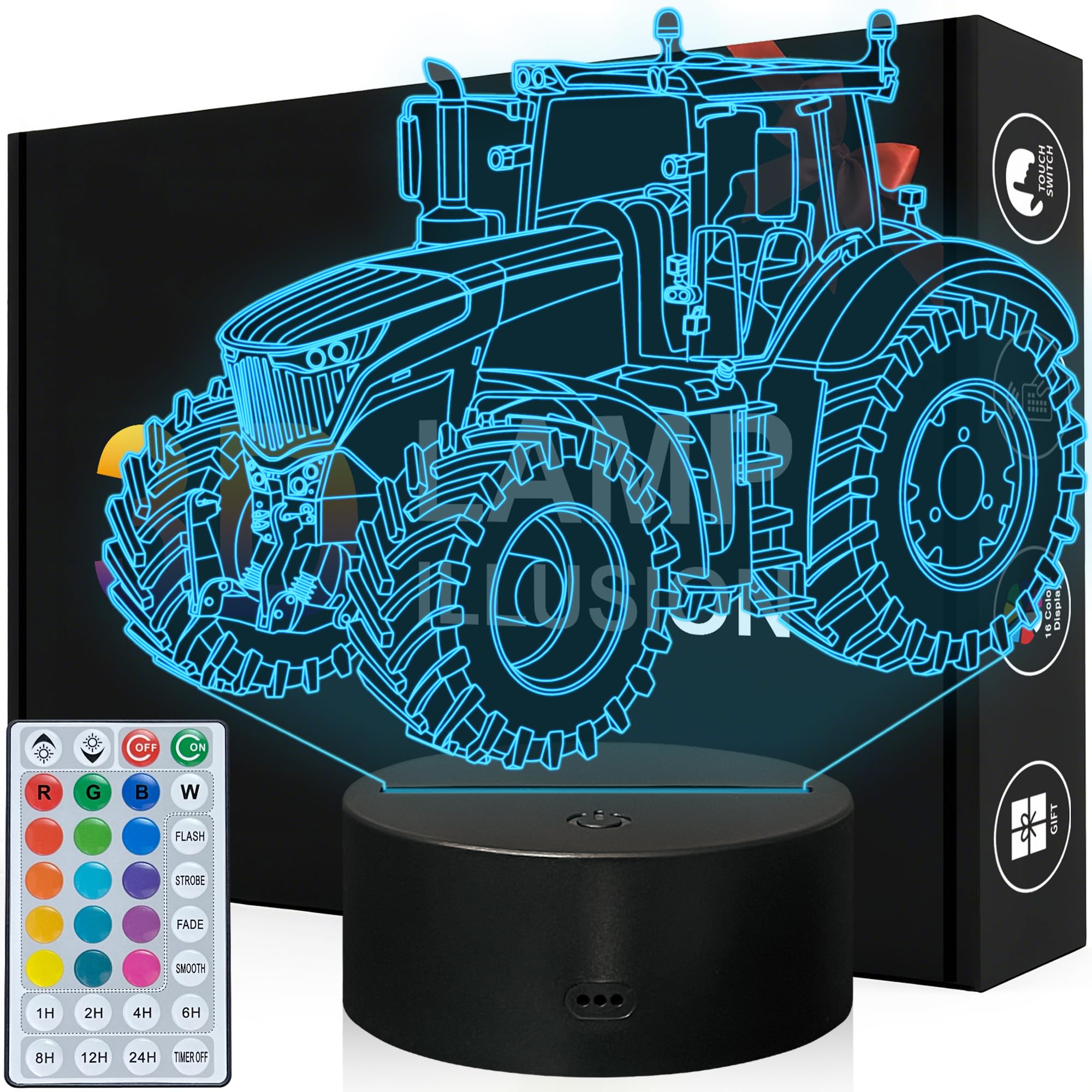 Magiclux Tractor Night Light for Boys, 16 Color Changing Dimmable with Remote Tractor Decor Lamp, Birthday Christmas Tractor Gifts for Kids Teens Men