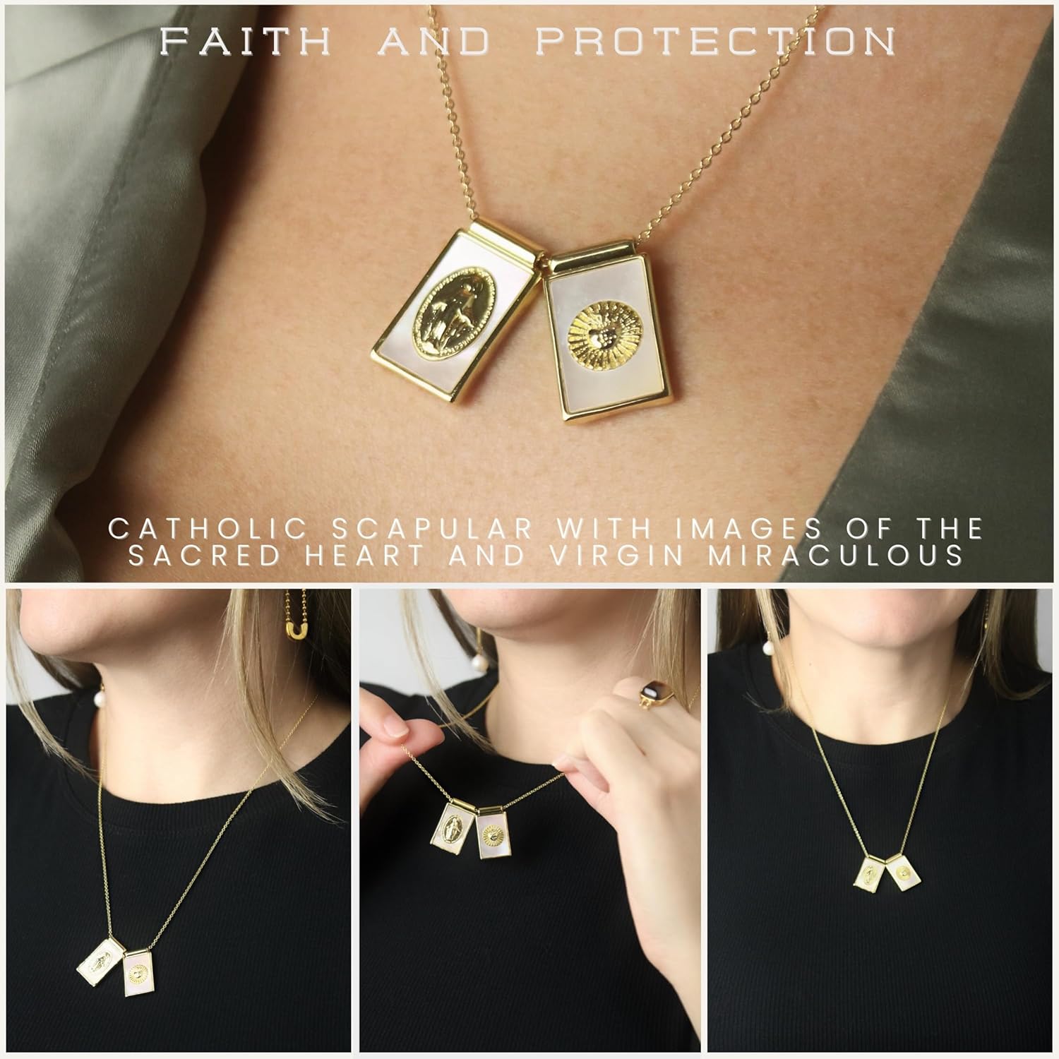 Scapulars Catholic Necklace - Miraculous Medal Necklace for Women - Miraculous Medals Catholic - Virgin Mary - Escapularios Catolicos - Sacred Heart of Jesus - Medalla De La Virgen Milagrosa Gift Box Included - Image 3