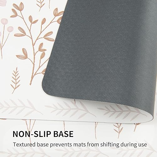 Miniatura 4 de QIYI Juego de 6 manteles individuales de piel sintética de 12 x 18 pulgadas para cocina y comedor, resistentes al calor, antideslizantes, florales,