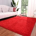 Keeko Extra Soft Area Rugs for Living Room Bedrooms, 5x7 Pink Fluffy Washable Bedroom Large Area Rug Cute Faux Fur Rug High Pile Carpet Indoor Rug for Girls Kids Nursery Baby Room Decor