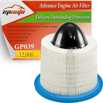 EPAuto GP039 CA8039 استبدال فلتر هواء المحرك لـ Ford F-150/F-250/F-350/F-450/F-550، Expedition، E-150/E-250/E-350/E-450/E-550، إيكونولين، رحلة، F53، موستانج - يناسب محرك تريتون 1996-2021