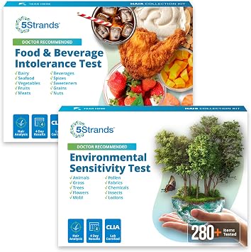 5Strands Food & Beverage Intolerance & Environmental Sensitivity Test, at Home Hair Analysis for Adults & Kids, Digestive & Environmental Insight, Results in 4 Days