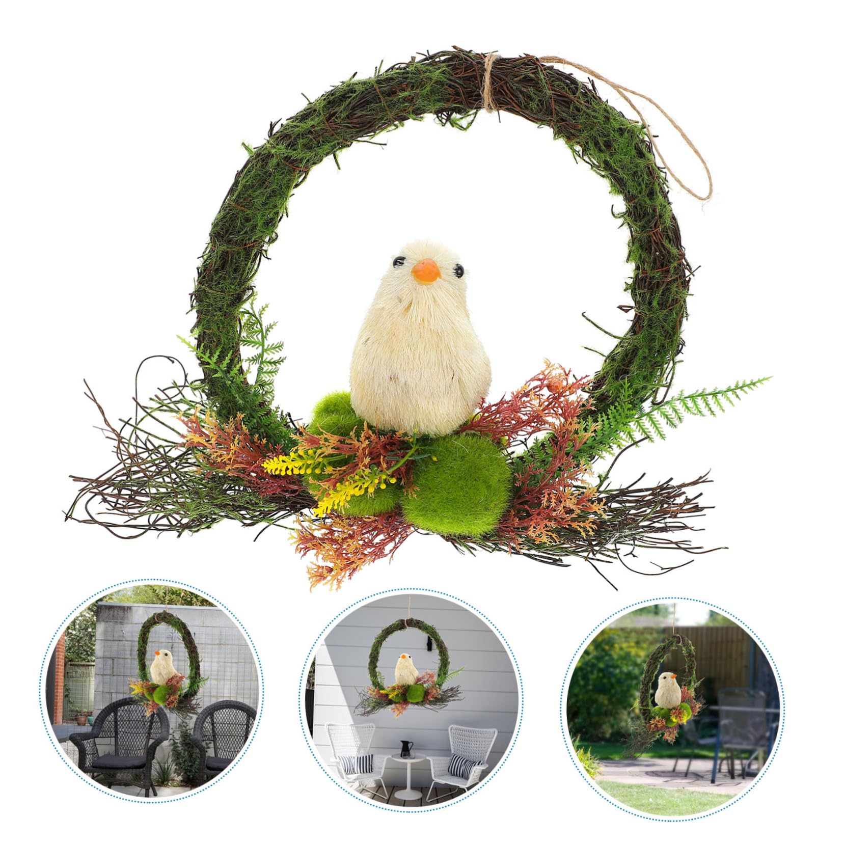 OUNONA 2stücke Rattan Hängehänger Mit Vögeln Weihnachtsornament Für Tür Und Dekorative Girlande Für Wohnräume Und Feiern Hochwertige Handwerkskunst Langlebig Und Vielseitig