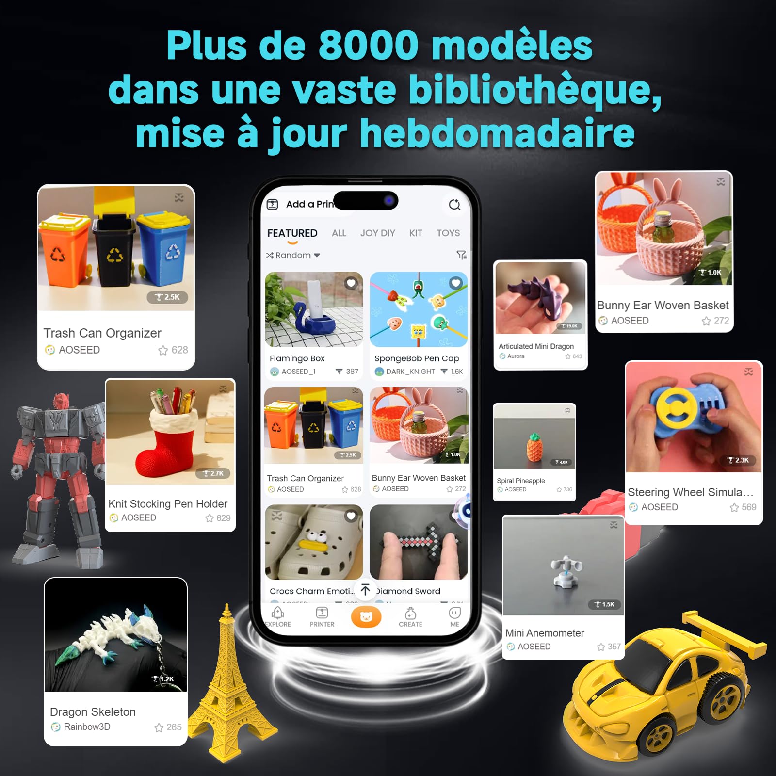 X-Maker 3D-Drucker mit Design-App, Vollständig Geschlossen, WLAN-Druck, 8.000+ 3D-Spielzeugvorlagen mit Updates, 15+ 3D-Designmodule, Sofort Einsatzbereit