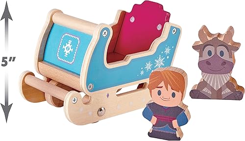 Miniatura 4 de Just Play Disney Wooden Toys Frozen Trineo, figuras y juego de juego, incluye 2 figuras de bloque de madera y trineo, juguetes para niños de 2 años