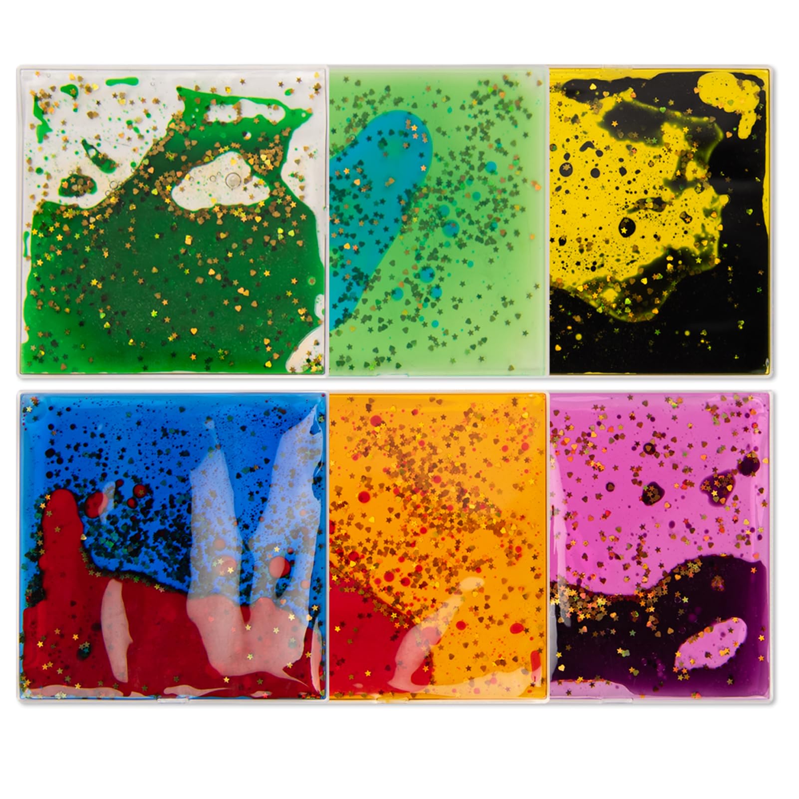 Photo 1 of Art3d Square Sensory Fidget Multicolor Liquid Motion Tiles, 6" x 6", 3-Pack