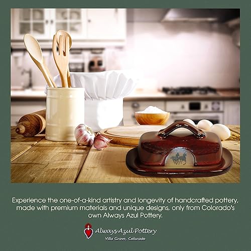 Miniatura 5 de ALWAYS AZUL POTTERY Mantequillera en Azulscape - Cerámica hecha a mano - Dispensador decorativo de mantequilla de cerámica - Contenedor de