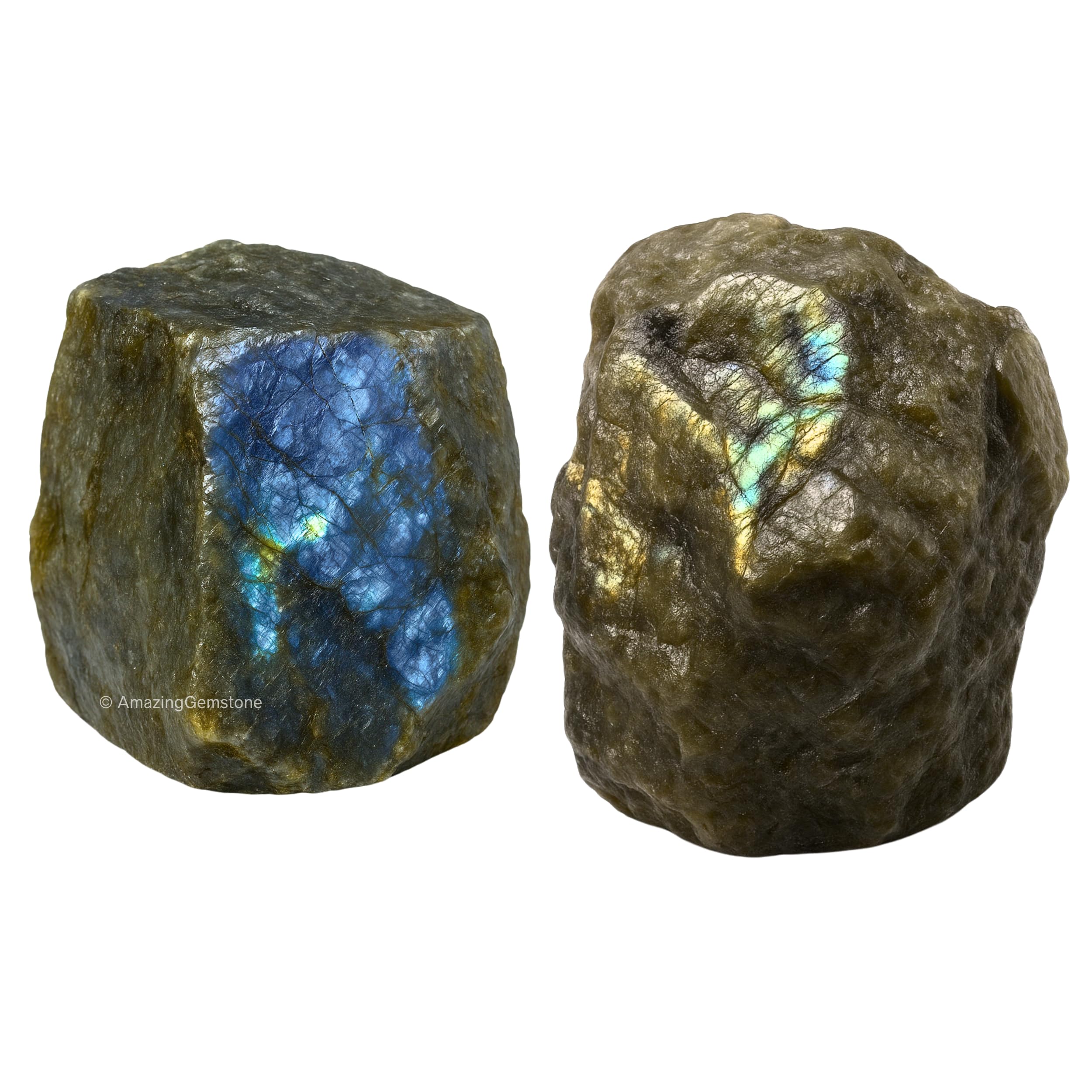 Labradorite Crystals and Healing Stones, 2 Piece Raw | Certified Healing Crystal Rough Rocks For Tumbling and DIY Projects Gifts - Positive Energy, Chakra Healing, Meditation