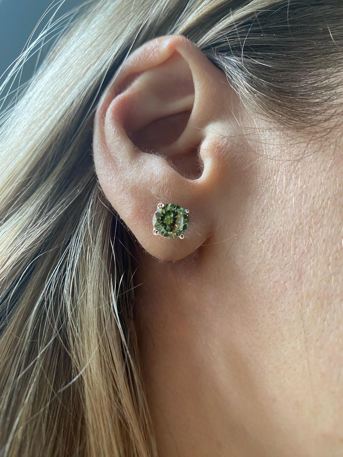 Green Stud Earrings for Women 2.0ct Moissnaite S925 Silver Jewelry Gift with Gift Box - Image 6
