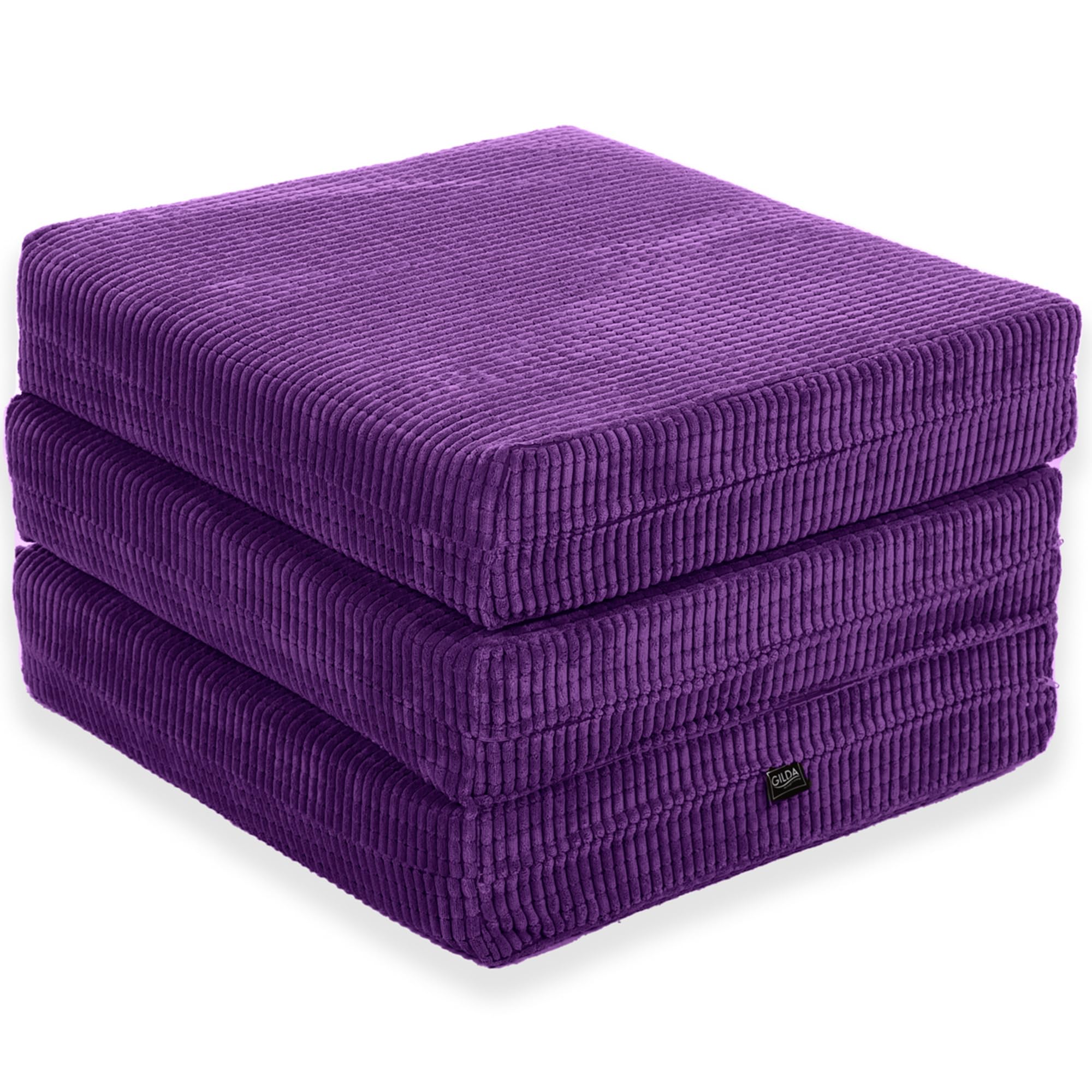 Gilda Adult Z Bed Futon Mattress Chair Footstool Morphing Furniture (5KG Deluxe Foam, Purple)