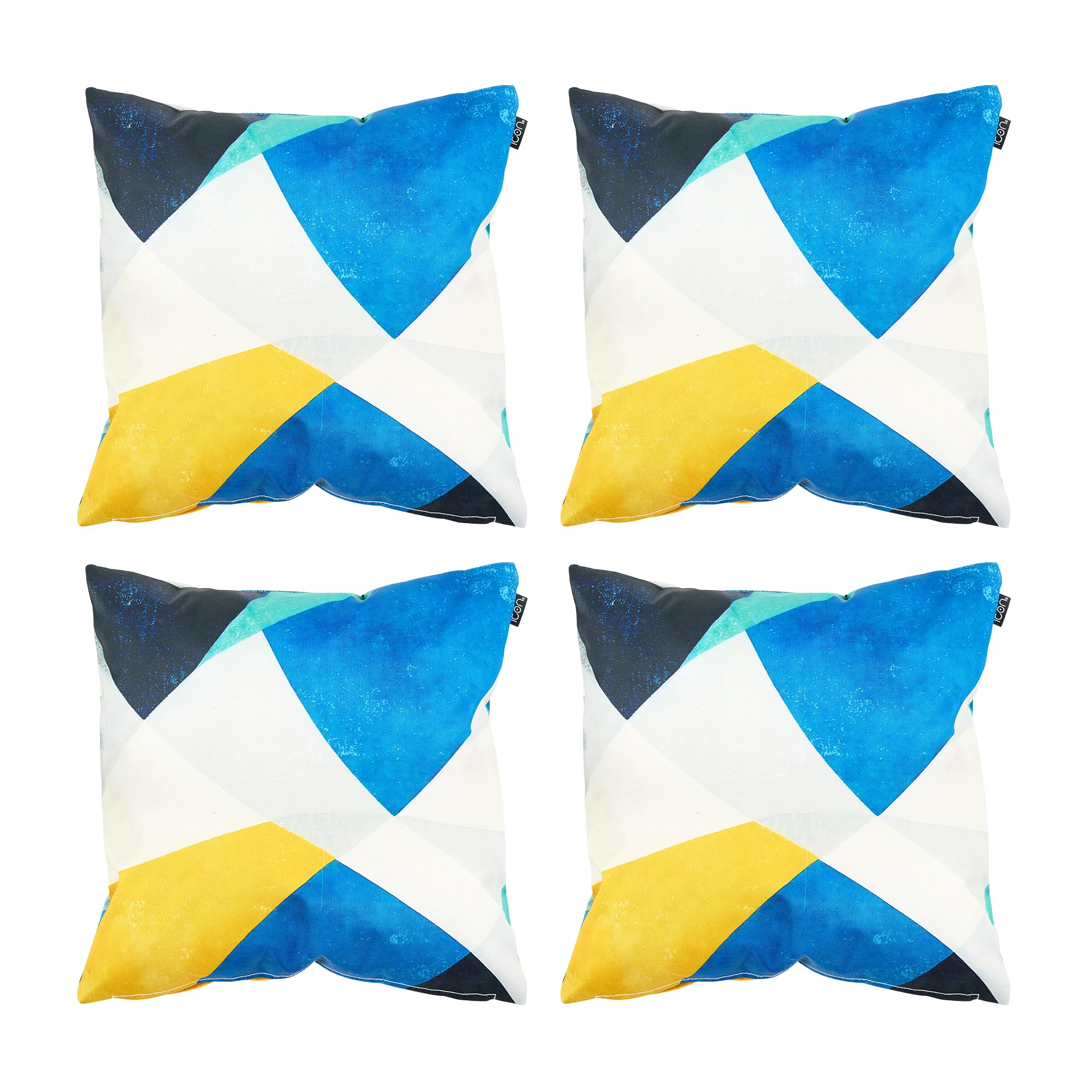 Bean Bag Bazaar Outdoor Cushions Filled, Abstract Collection, Abstract Yellow, Reversible Print, Set of 4, 43cm x 43cm, Water Resistant, Yellow Outdoor Cushions for Garden Furniture, Garden, Patio