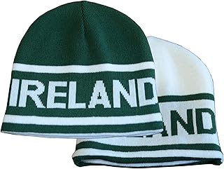 Gorro de invierno reversible para niños, color verde y blanco