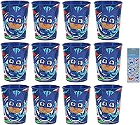 Vista 1 de Unique El paquete de suministros para fiesta de cumpleaños de PJ Masks incluye 12 tazas reutilizables para recuerdos de fiesta y 1 hoja