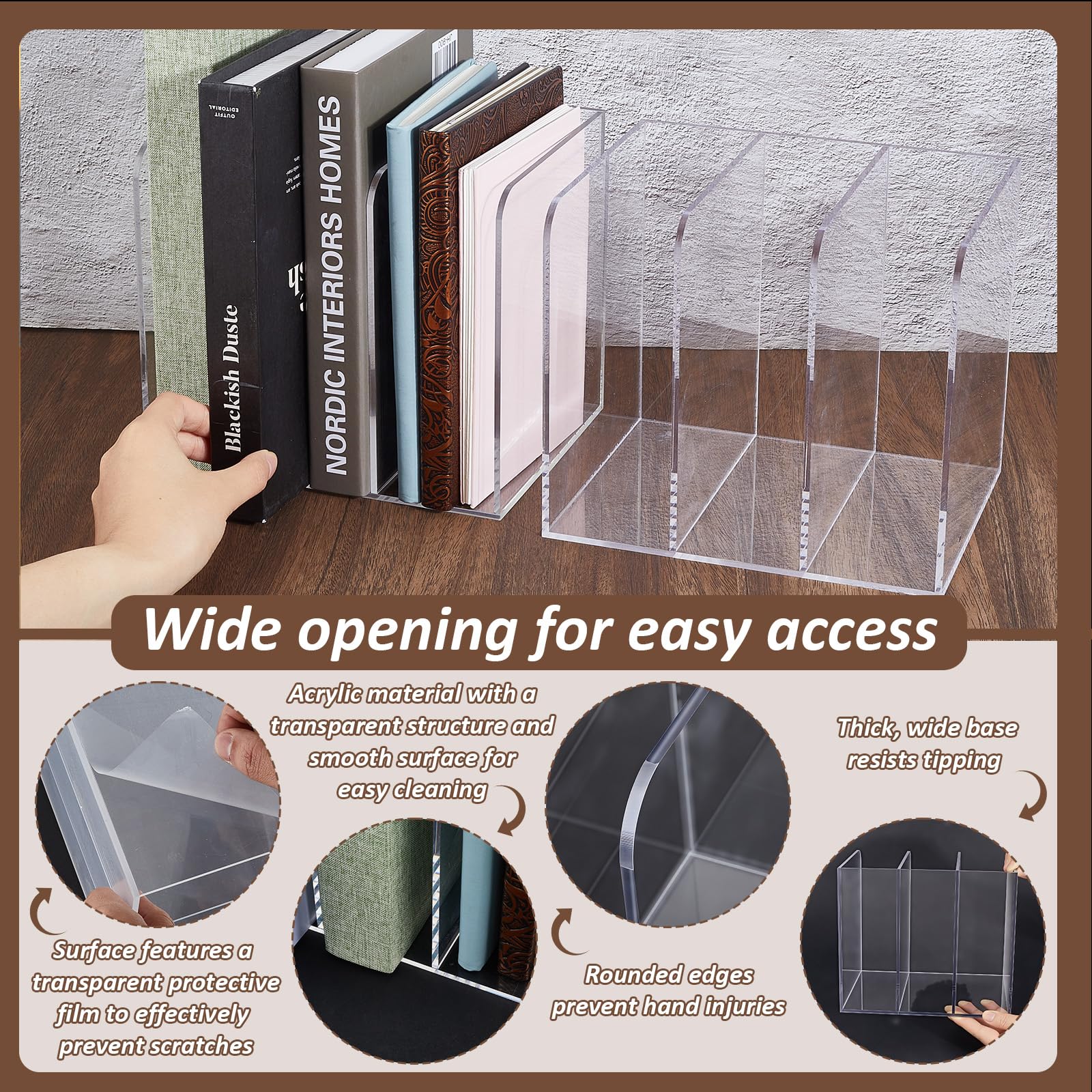 2 Stück Acryl Zeitschriftenhalter Schreibtischorganizer Transparenter Buchstützen Dokumentenhalter Mit 3 vertikalem Fach Ordnerablage Büroorganisation Dokumentensortierer Für Büro Zuhause