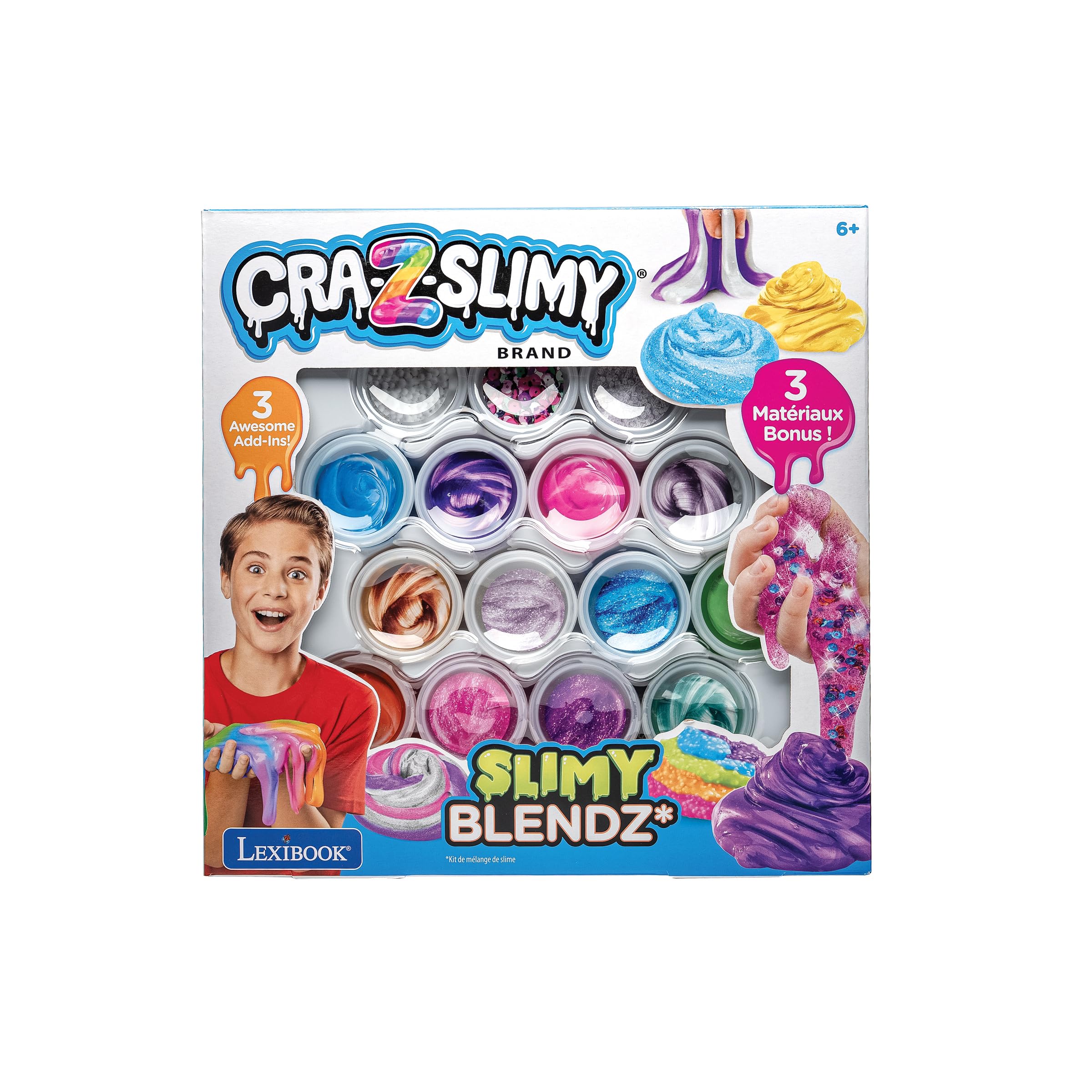 Lexibook, Zestaw Mieszanki Slimy, 12 kolorów, CRSLIM4