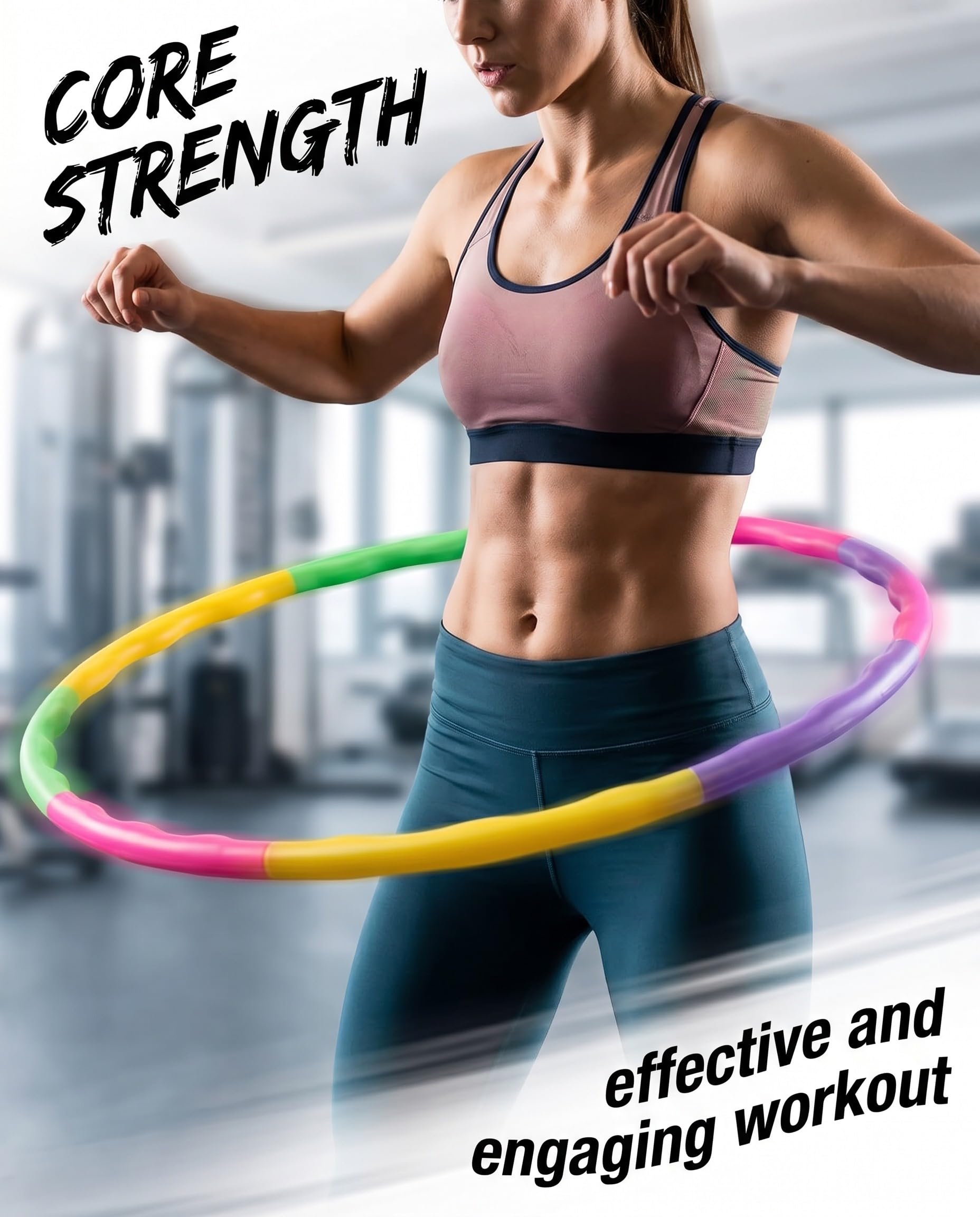 Hula Hoop Smontabile, Ideale per Fitness e Allenamento Addominali. 1 Pezzo Portatile per Perdita Peso, Danza. Salvaspazio per Casa, Palestra.