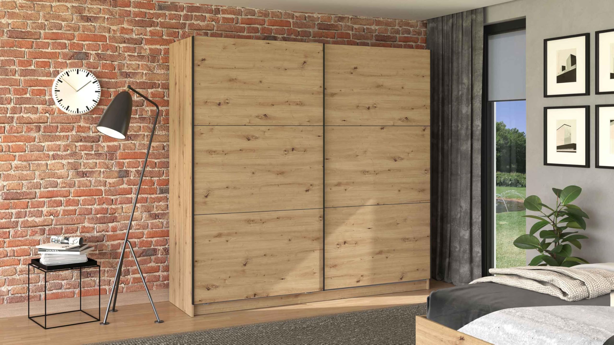 AVANTI TRENDSTORE Calvello Armadio con ante scorrevoli in legno laminato 217x210x62,5 cm