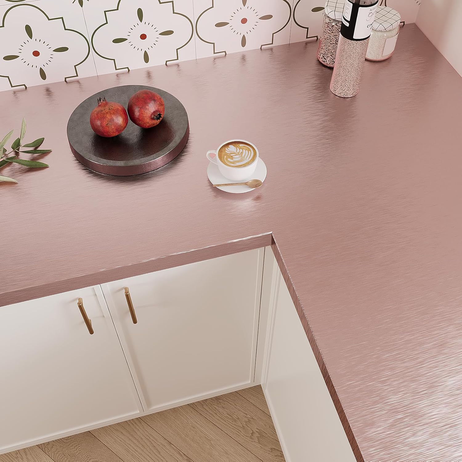 VEELIKE Thick Rose Gold Stainless Steel Contact Paper Peel and Stick Thick Brushed Metallic Wallpaper for Appliances Refrigerator Wrap 24''x354'' Self Adhesive Waterproof Vinyl for Fridge Dishwasher