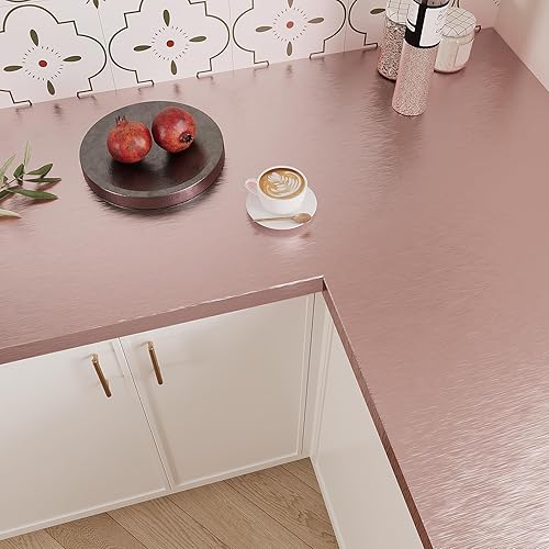 Miniatura 4 de VEELIKE Papel de contacto de acero inoxidable dorado rosa para electrodomésticos, nevera, lavavajillas, 15.7 x 118 pulgadas, despegar y pegar, papel