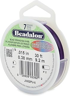 Beadalon 7 Strand Stainless Steel Bead Stringing Wire, 0.015 in / 0.38 mm, Purple, 30 ft / 9.2 m