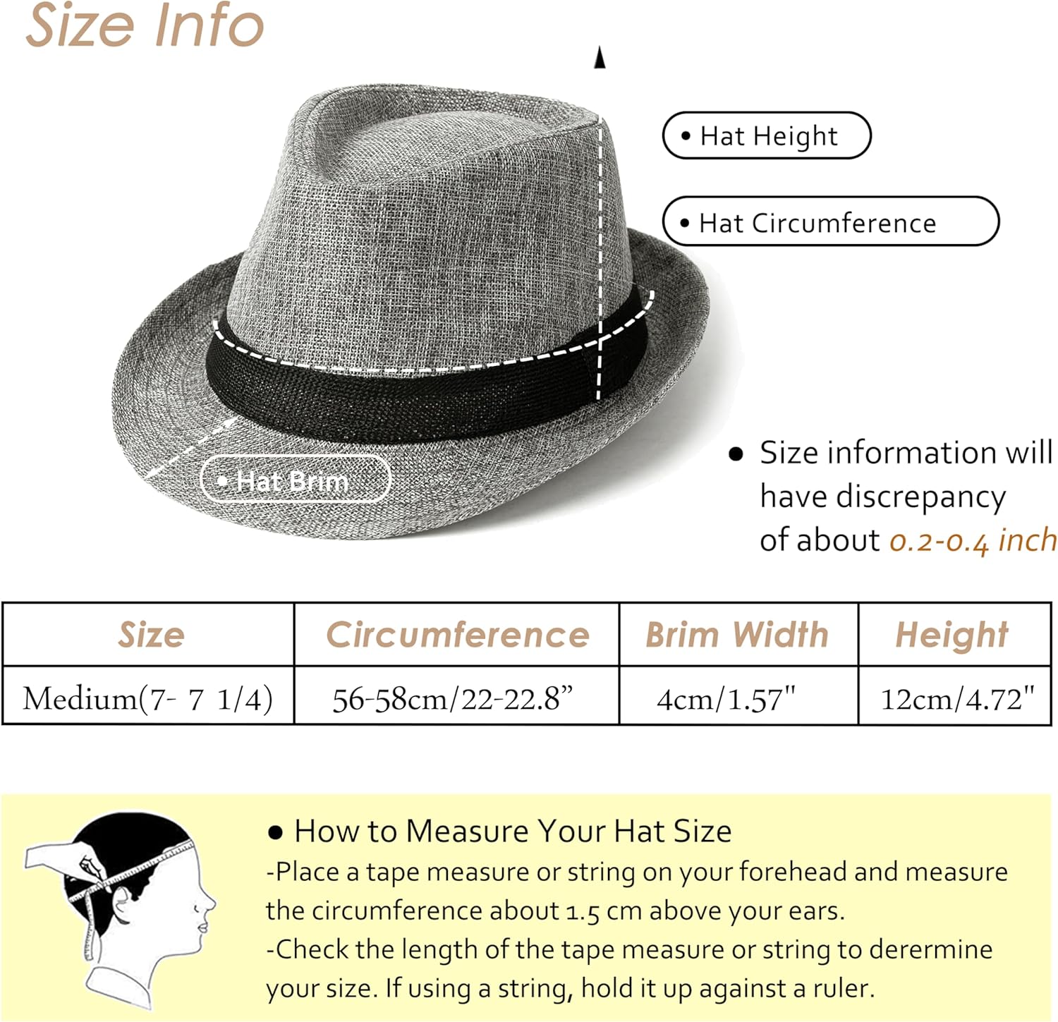Lisianthus Fedora Hat for Men Panama Trilby Hat Short Brim Summer Sun Hat - Image 5