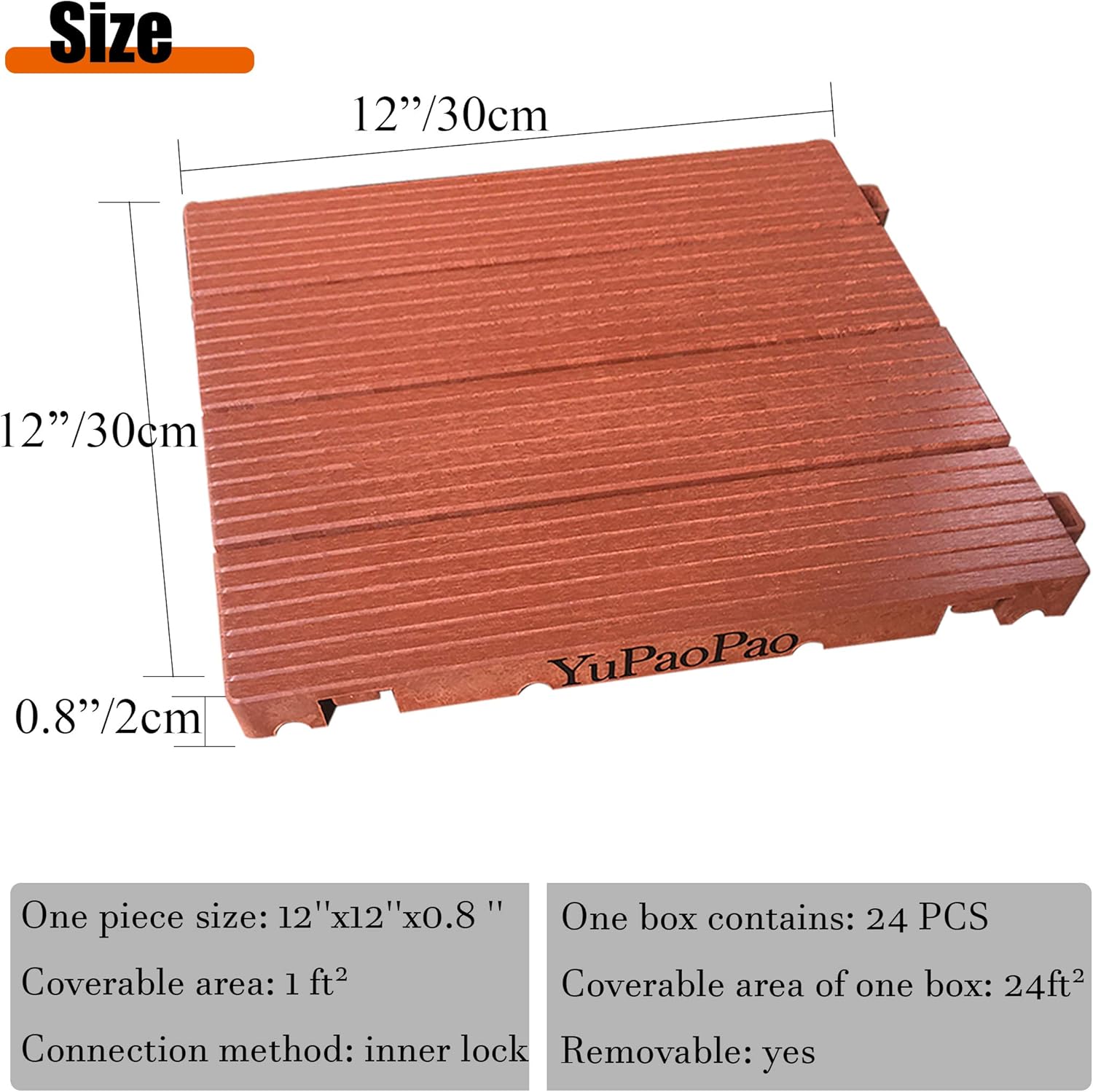 Buу 1 gеt 1 YuPaoPao Wood Flooring Decking Patio Pavers, Interlocking Wood Plastic Composite Tiles Outdoors Garden Porch Balcony- 12x12 (24, Teak)
