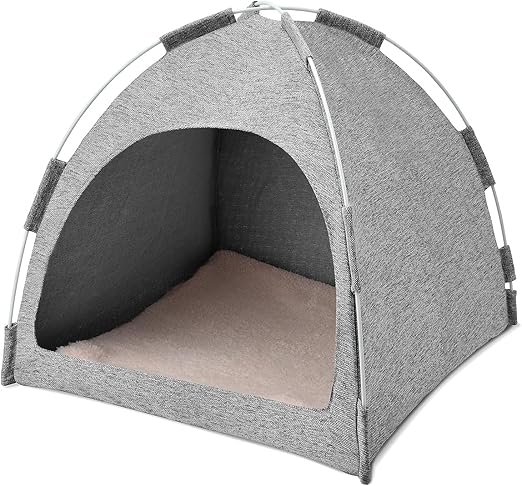 Cat Tent, Cat Houses for Indoor Cats, Quick Assembly and Disassembly, Portable Pet Tent, for Cats, Small Dogs and Other Small Animals (Light Gray)