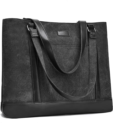 Bolsas de lona grandes de trabajo para mujer con bolsillos de compartimento para laptop de 156 pulgadas Negro, Azul / Patchwork, gris, Caqui