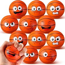 Arrowbash 24 Pcs 2.5 Face Basketball Stress Balls Bulk Small Funny Face Basketball Squeeze Foam Ball Mini Stress and Anxiety Relief Toy for Sport Party Favors Valentine Birthday Gift Decoration