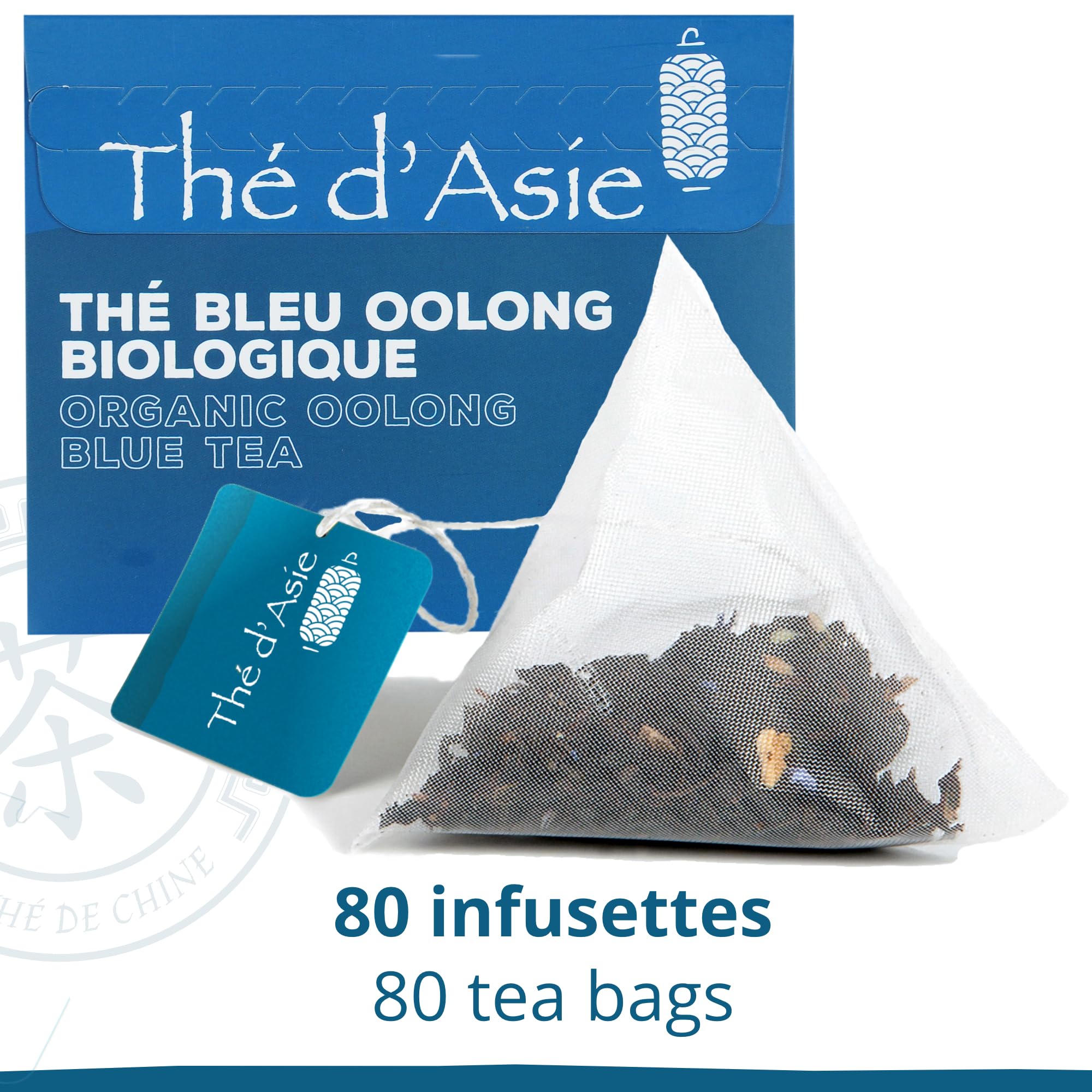 Khla - Thé bleu Oolong Bio - Boîte de 80 sachets de thé pyramidale - Thé biologique