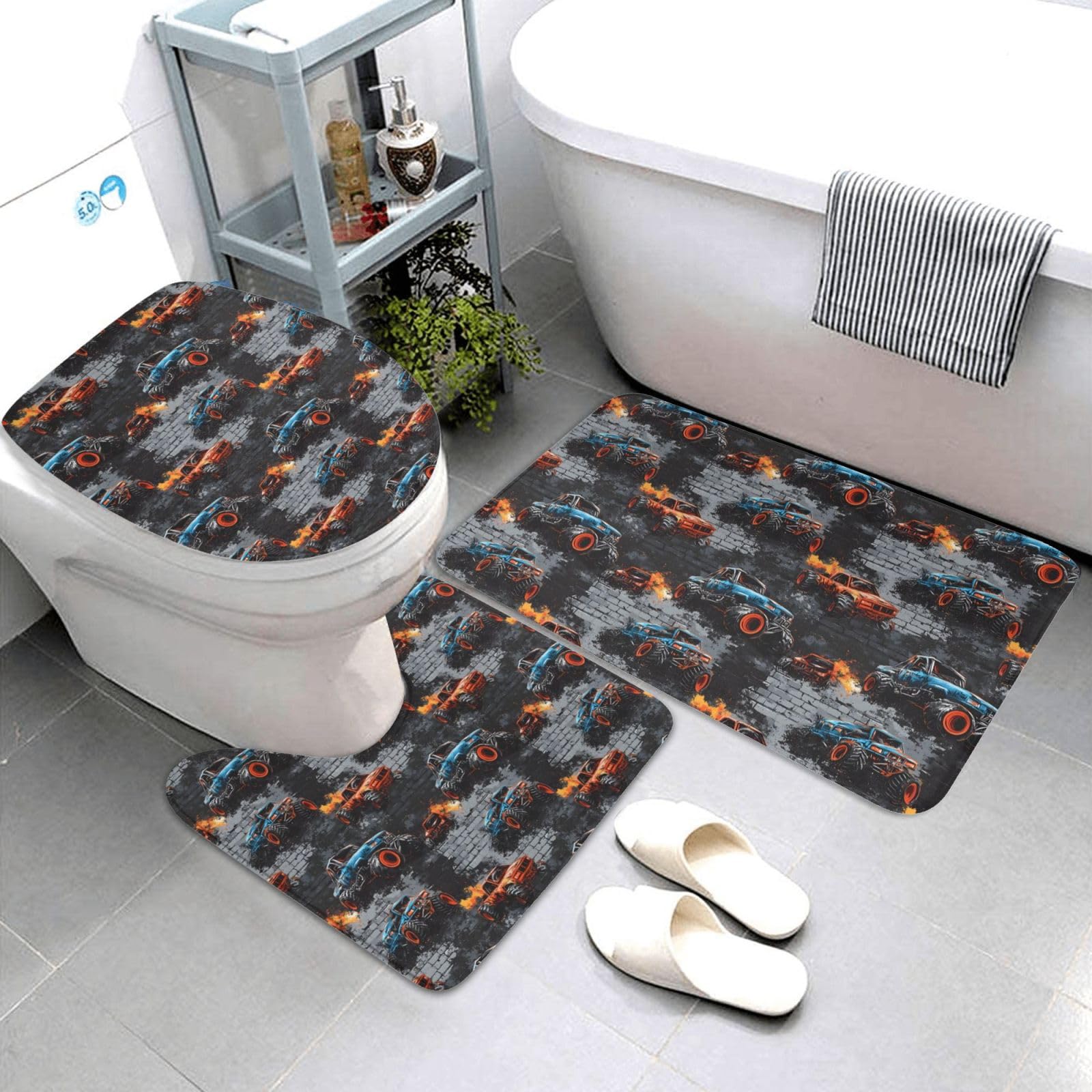 Tapis de salle de bain graffiti camion cool pour relooker l'espace douche des enfants