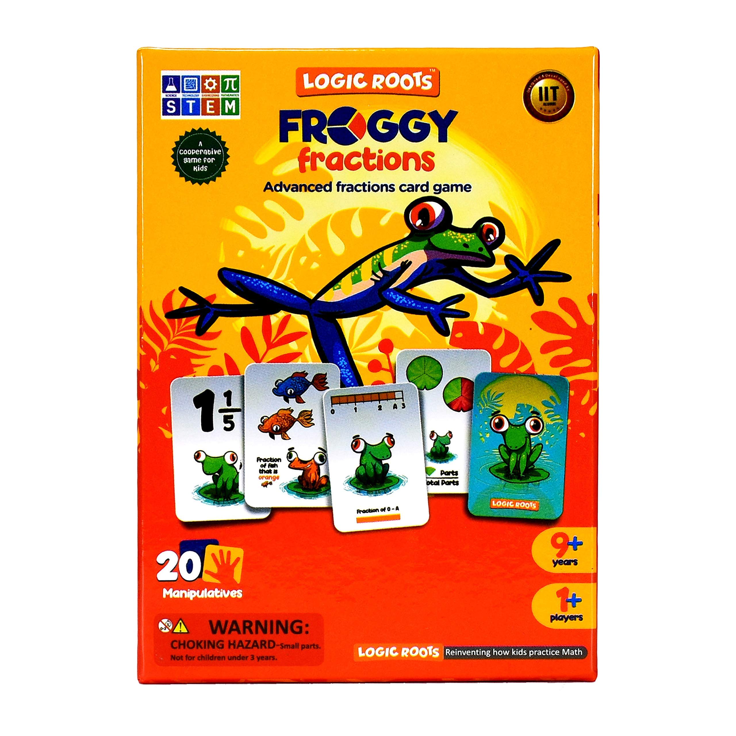 Froggy Fractions Math Games for Fourth Grade and up, 24 Fraction Manipulatives 72 Proper, Improper, and Mixed Fractions Card, Stem Toys for 10 Year Olds and Up
