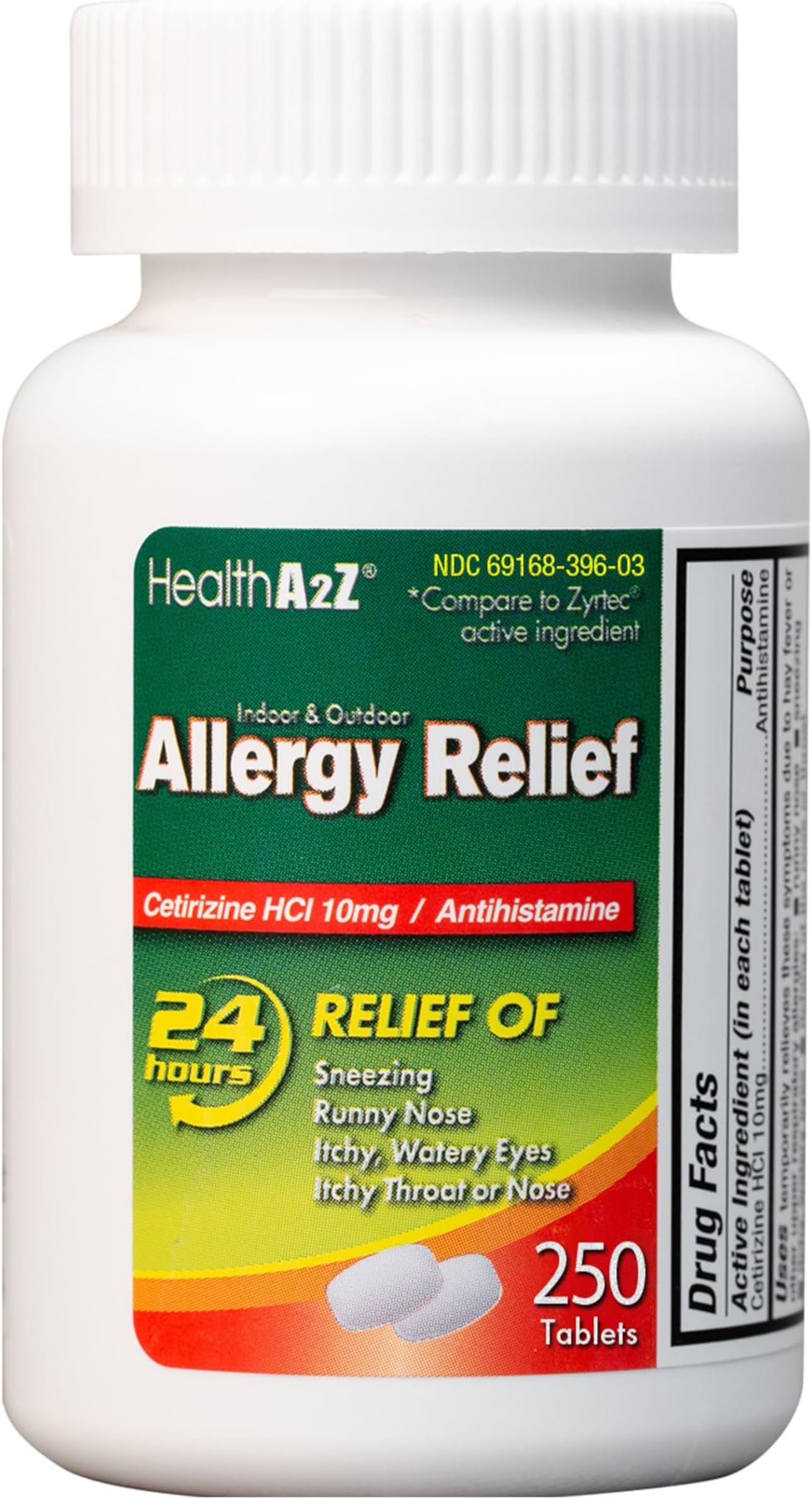 HealthA2Z Allergy Relief, Cetirizine HCL 10mg