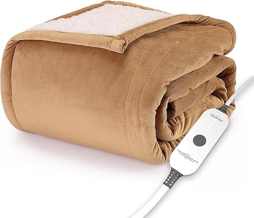 Miniatura 10 de Sunbeam Quilted Royal Posh - Manta eléctrica de terciopelo reversible, 50 x 60 pulgadas, 4 ajustes de calor, apagado automático de 4 horas, manta