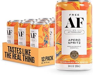AF Drinks Non-Alcoholic Apero Spritz | Alcohol Alternative Sparkling Cocktails with AFTERGLOW Botanical Warmth | Gluten-Free, Low-Calorie | 8.4 oz Cans (12-Pack)