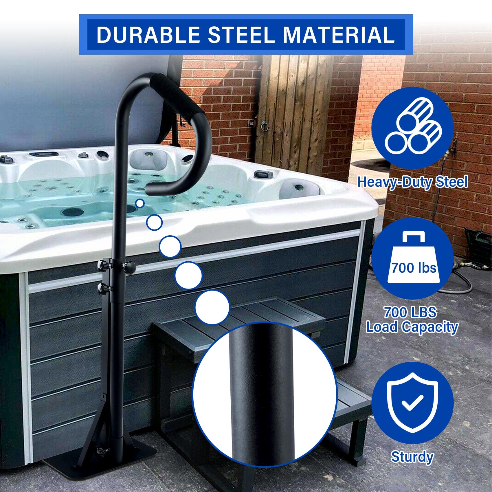 TCFUNDY Hot Tub Handrail, Adjustable 60