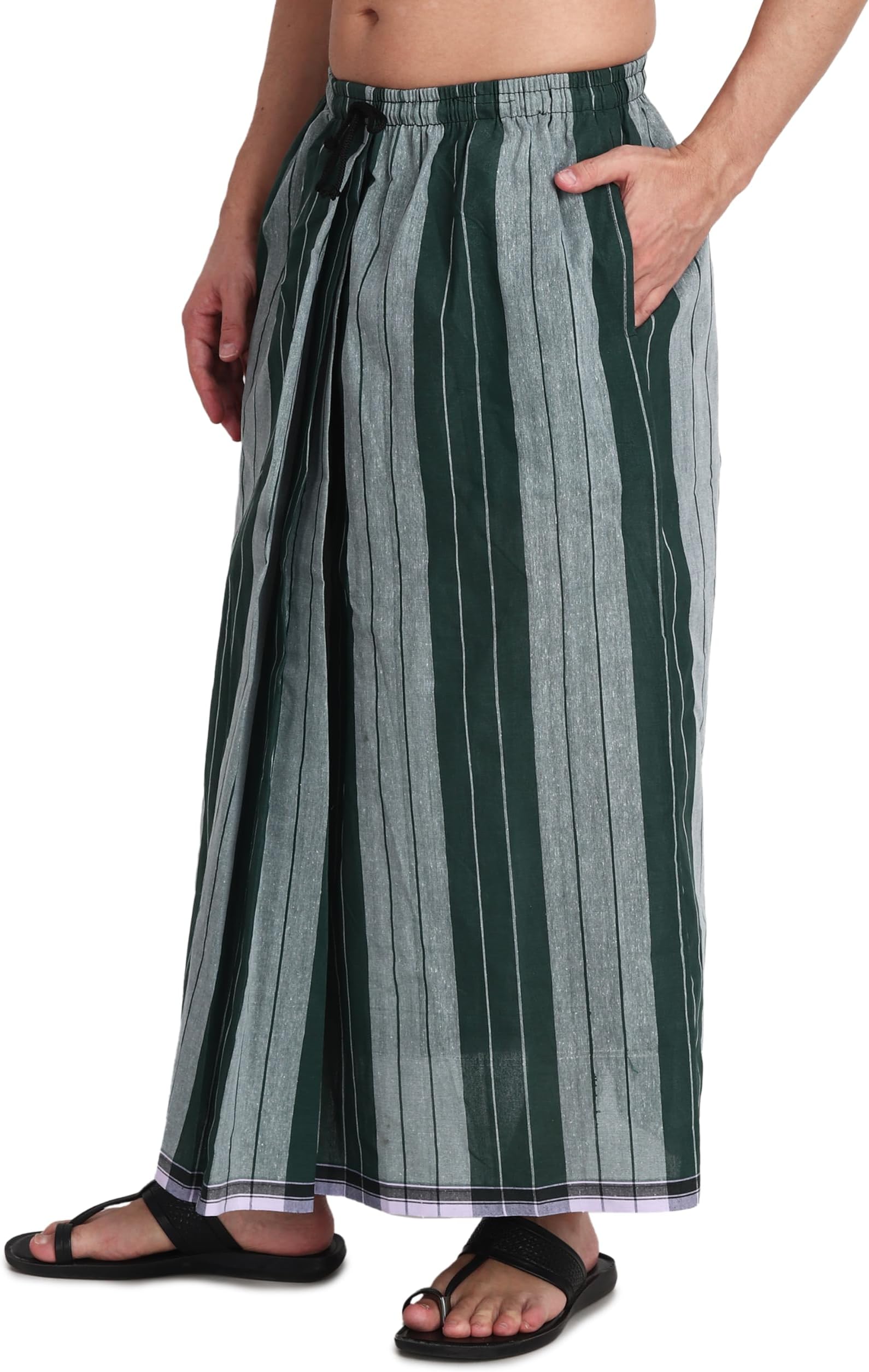 Elastic Premium Cotton Lungi With Dual Packet Pack Of 1