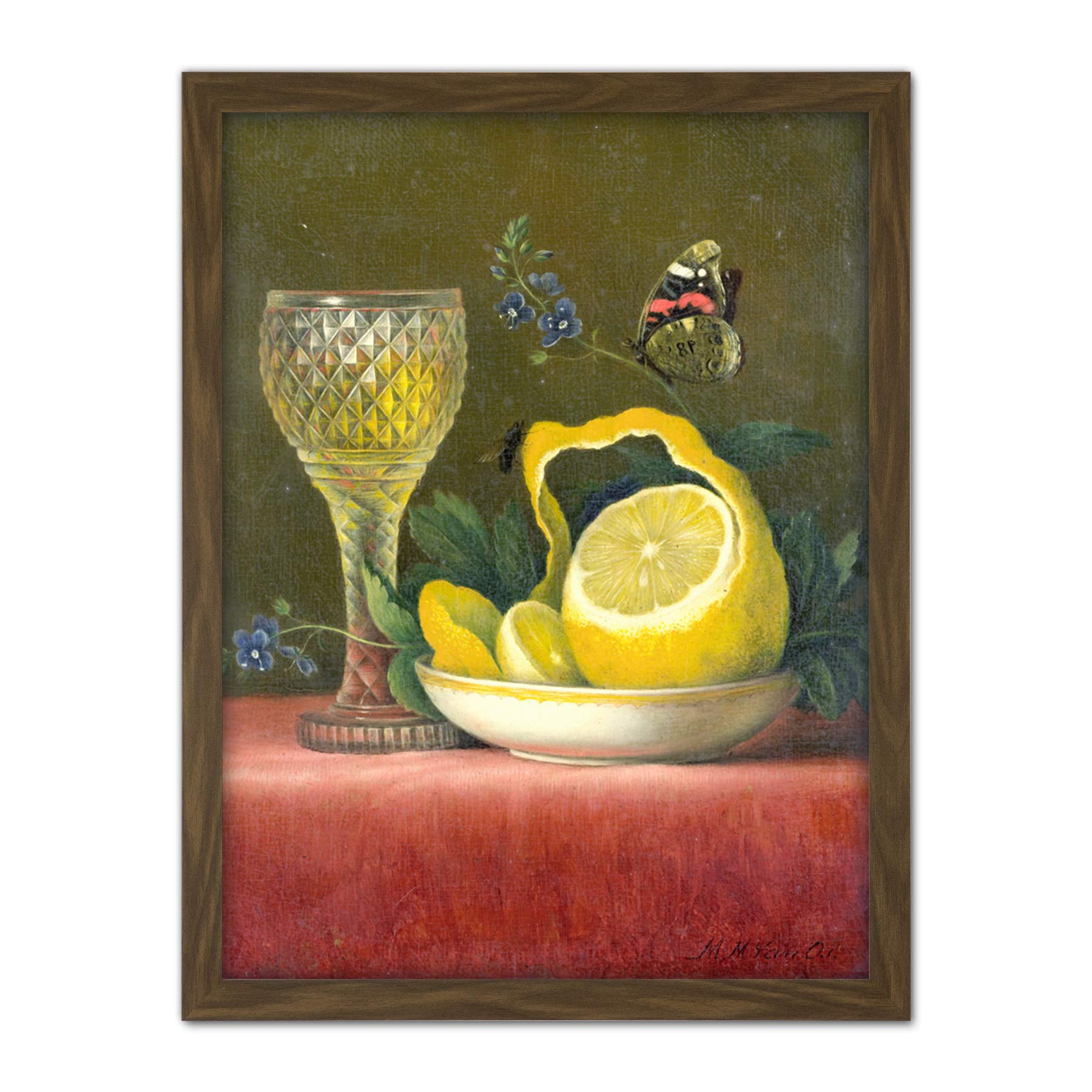 Artery8 Van Os Still Life Lemon And Cut Glass Painting Artwork Framed Wall Art Print 18X24 Inch