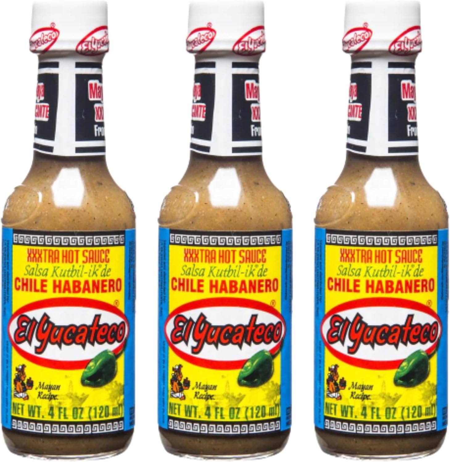 El Yucateco Chile Habanero tra Hot Sauce 120 ml Pack 3