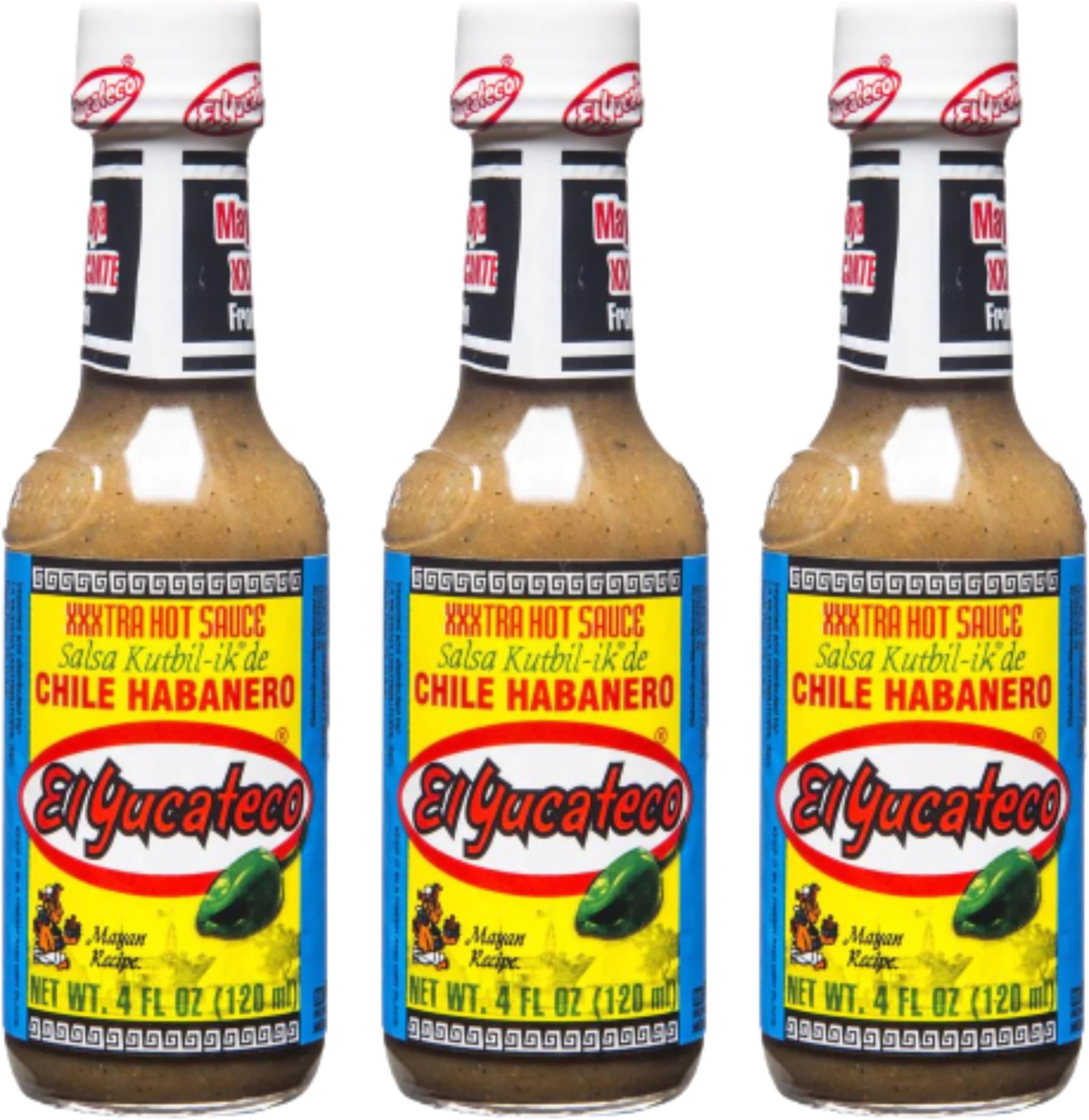 El Yucateco Chile Habanero XXXtra Hot Sauce 120 ml (Pack 3)