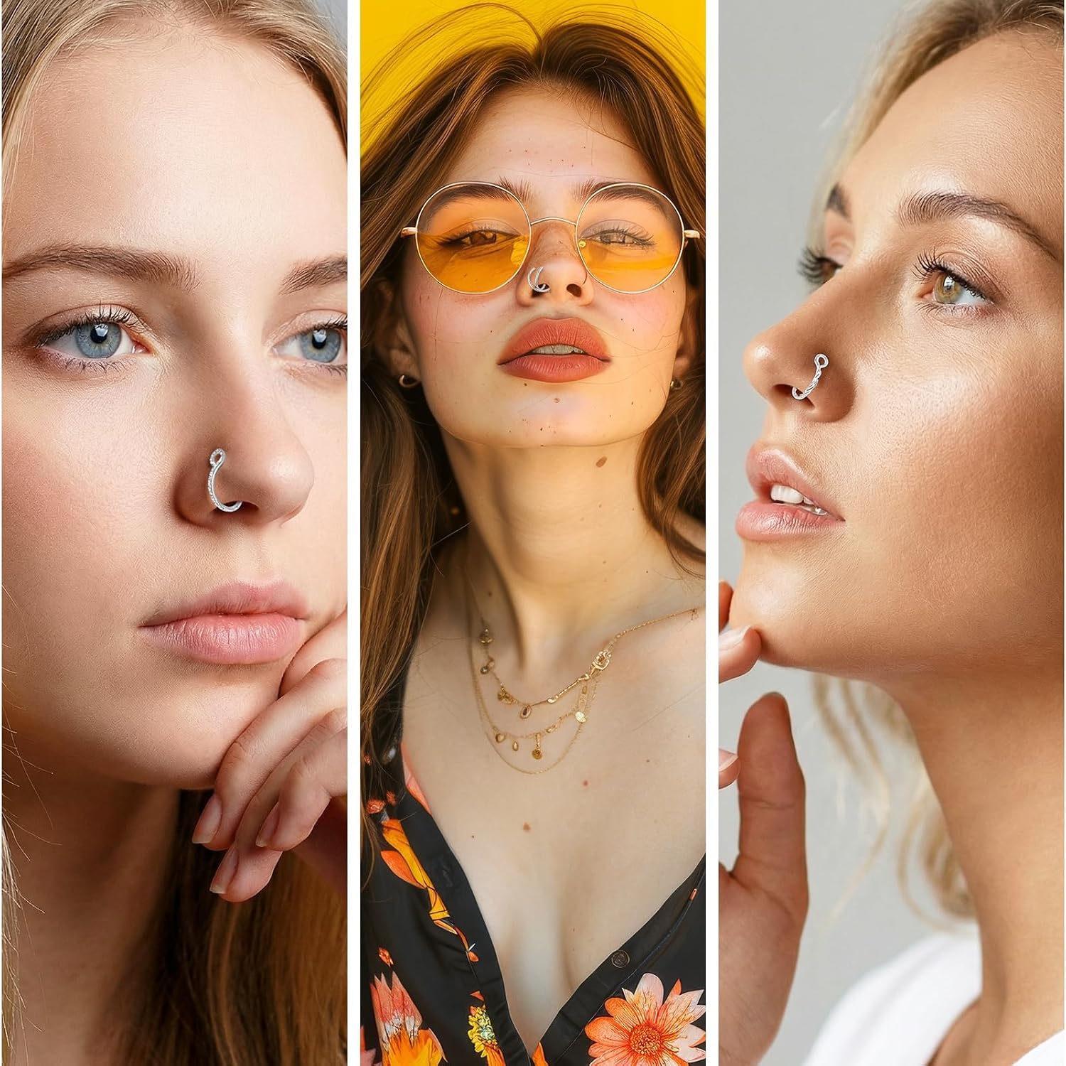 12 Fake Lip Piercing Fake Lip Rings Stainless Steel Fake Snake Bites Faux Faux Eyebrow Piercings Small Earring Hoop Non Piercing Clip on DoubleCartilage Helix Earrings Ear Cuff Earrings for Women Men