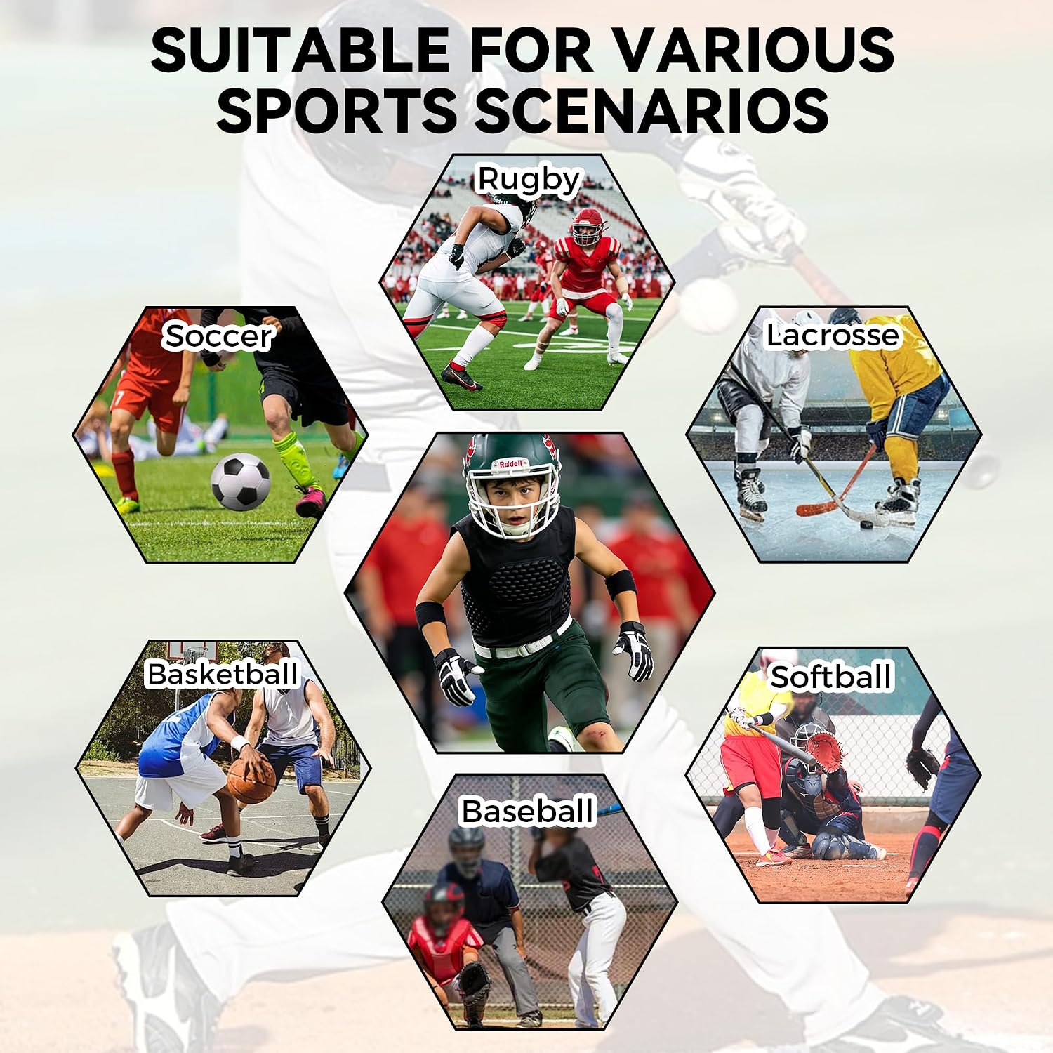 Youth Padded Compression Shirt Chest Protector for Football Baseball Softball Rugby Lacrosse Rib Sternum Guard Padded Shirt