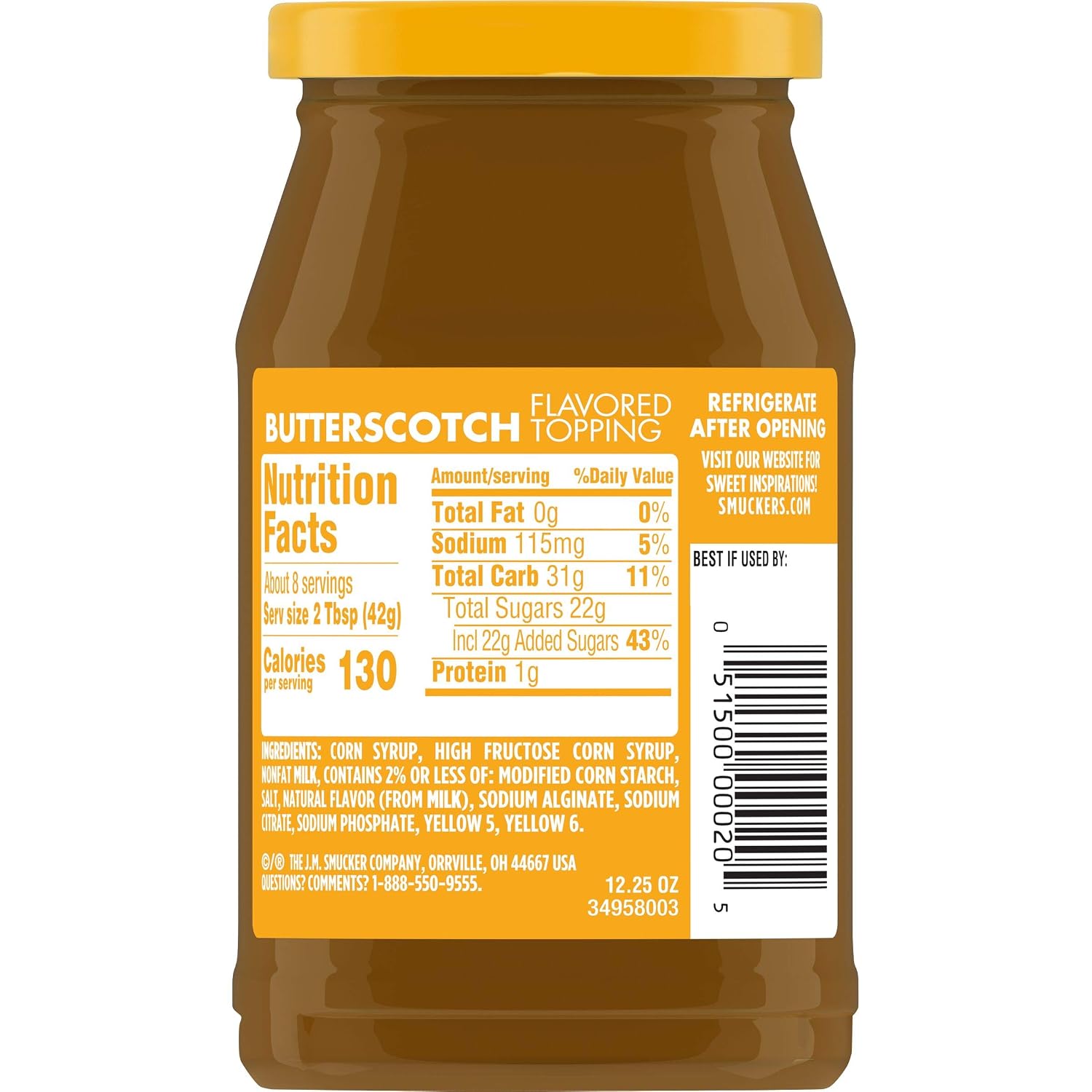 Smucker's Butterscotch Flavored Topping, 12.25 Oz Jar