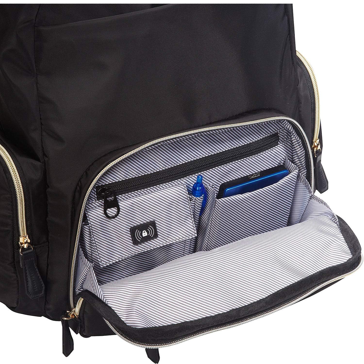 Kenneth Cole REACTION Women's Sophie Backpack Silky Nylon Laptop & Tablet RFID Bookbag, Black, One Size 1