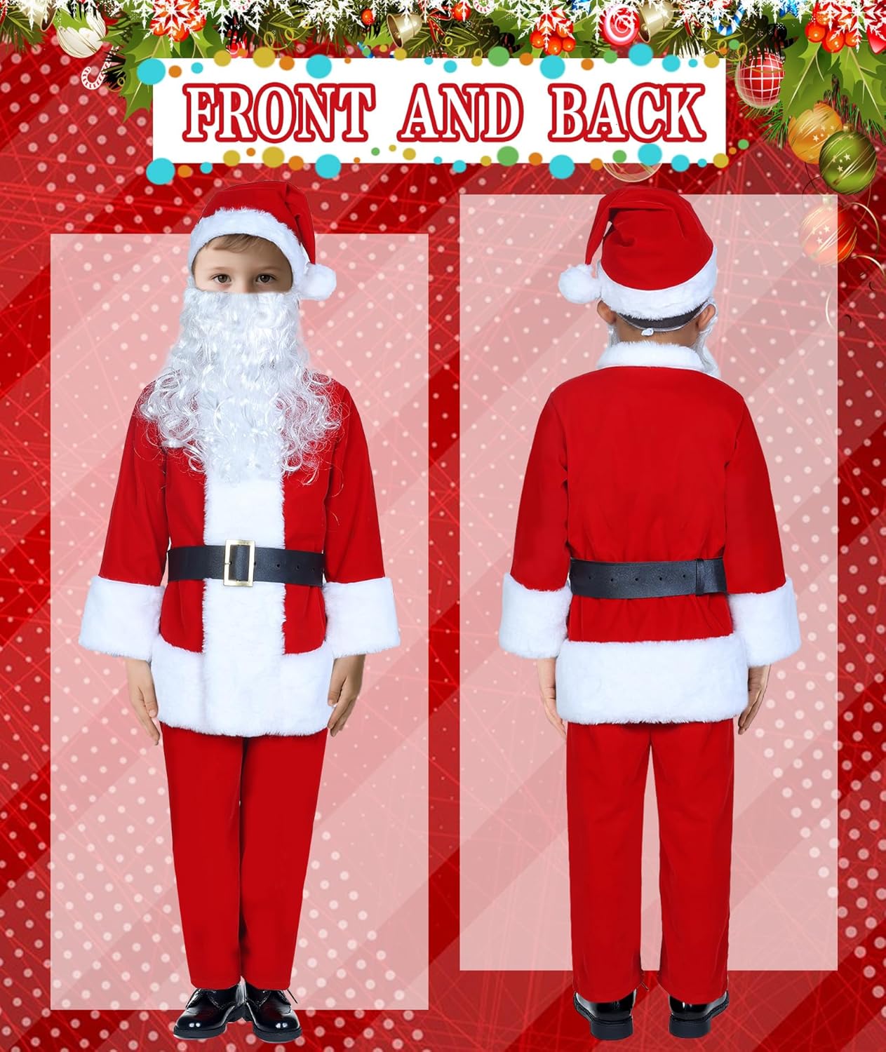 Boys Santa Claus Costume, Children's Santa Costume, Kids Xmas Santa Suit Christmas Outfit for Halloween Cosplay