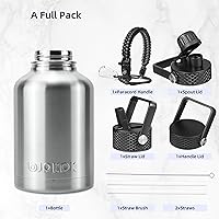 Vista 219 de BJPKPK - Botellas de agua aisladas con tapa de popote, botellas de agua de acero inoxidable de 40 onzas con 3 tapas, termo a prueba de fugas libre
