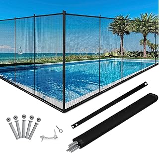 GIANTEX Barrière Piscine 4 Panneaux, Clôture Protection Piscine Pliable 360x125cm pour Sécurité Enfant, Cadre en Aluminium, Kit de Montage, Clôture en Tissu