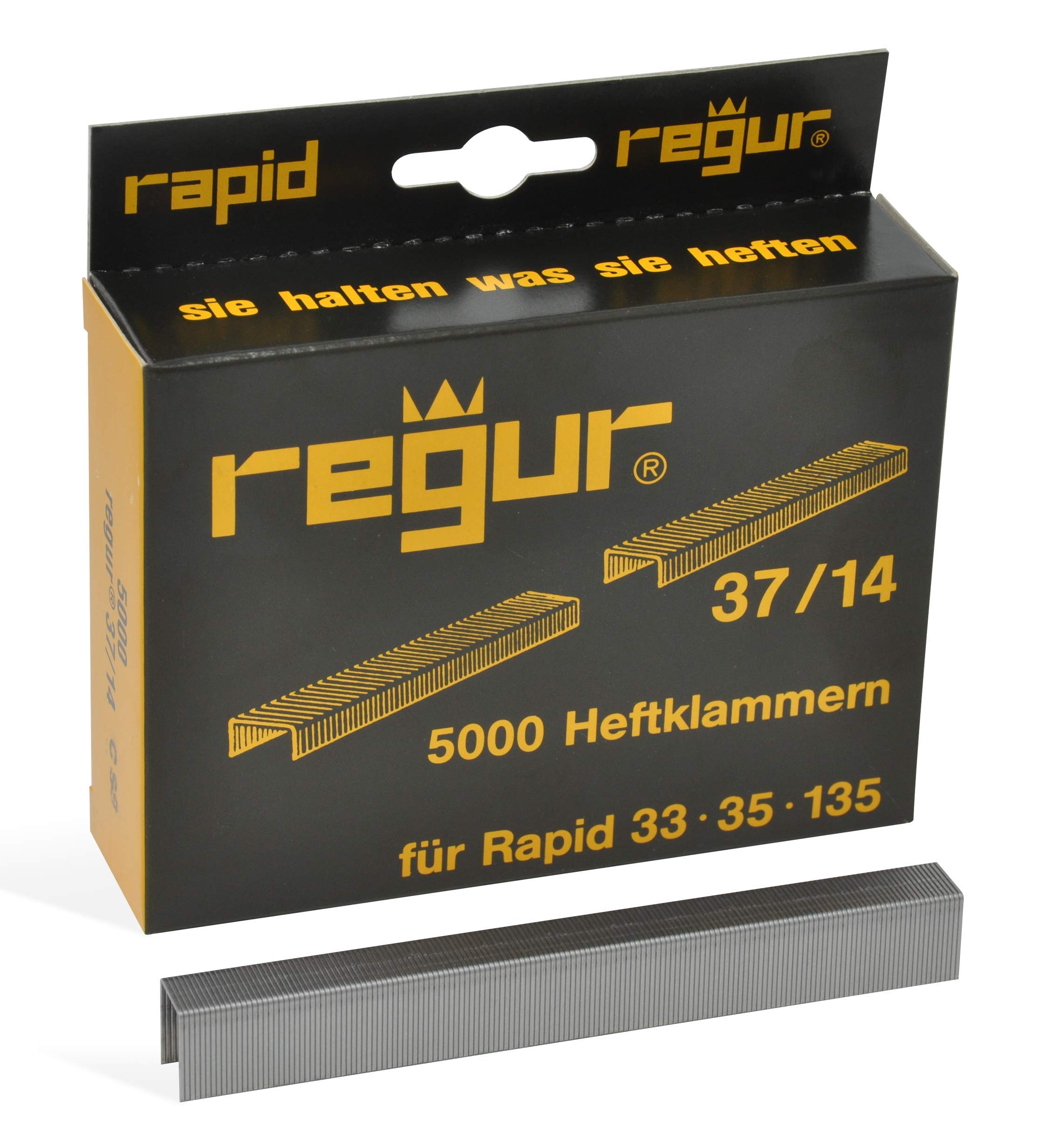 REGUR Type 37 fine Wire Staples Galvanized - 5,000 Pieces in Length 37/14 mm - Staples for attaching Fabrics, Leather, Textiles as Well as for Crafting and Decorating — image 1