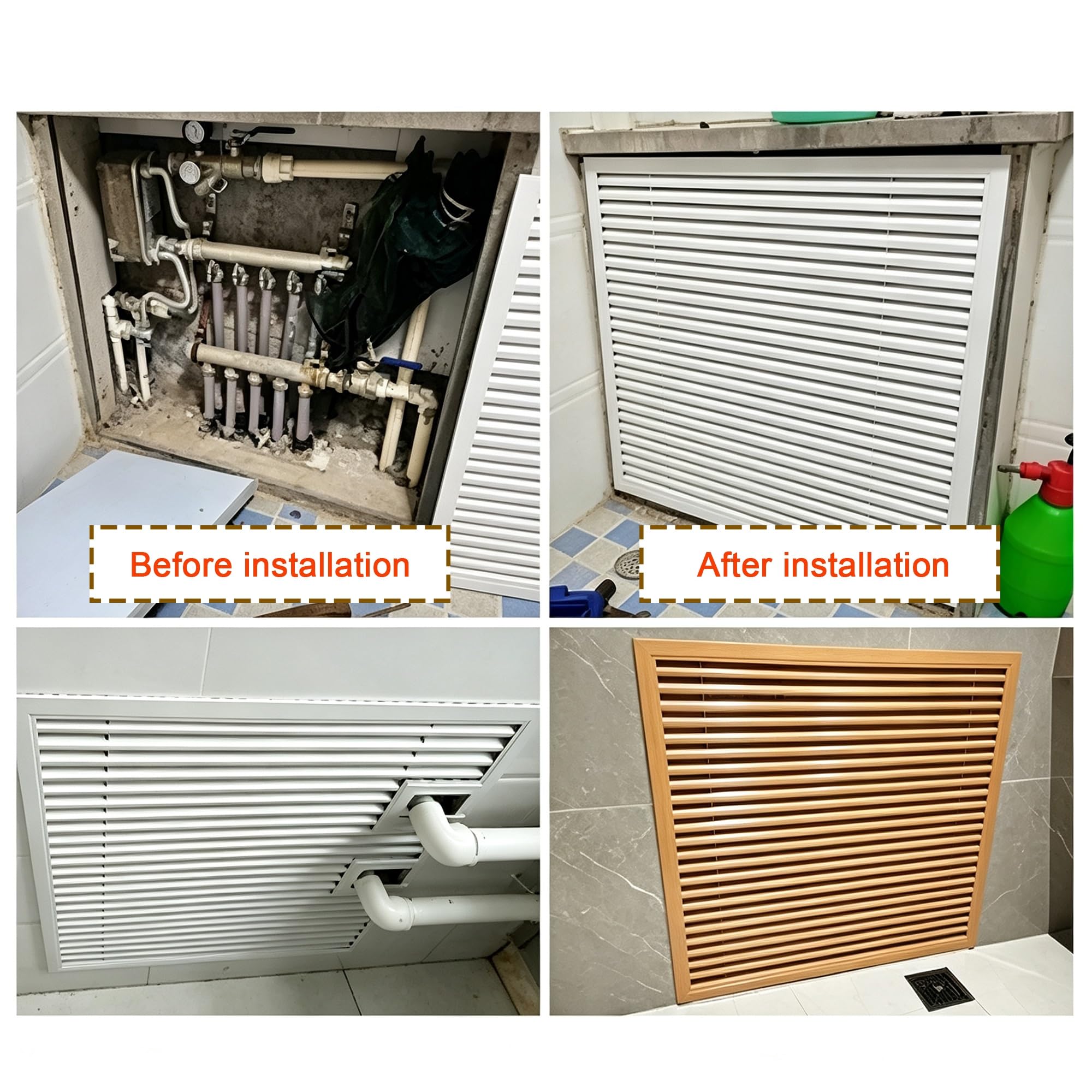 Griglia Di Ventilazione In Alluminio Con Clip A Molla | Griglia Di Ventilazione Lineare Senza Viti Per Mobili E Pareti, Per Ventilazione A Parete E A Soffitto(300x300mm)