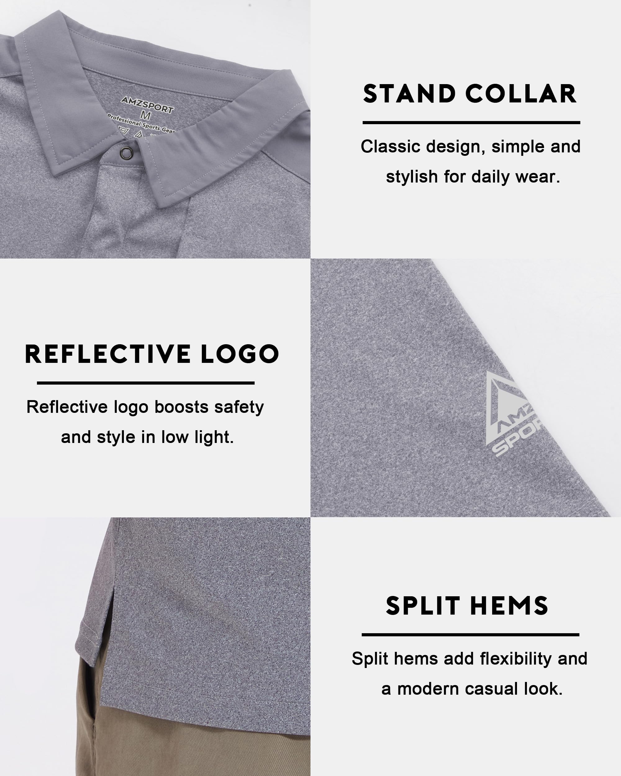 AMZSPORT Polos Manga Corta Hombre con Bolsillo Secado Rápido Transpirable Camisas Trabajo Hombre Verano Deporte Camiseta